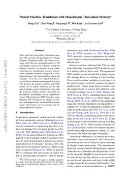 Neural Machine Translation with Monolingual Translation Memory