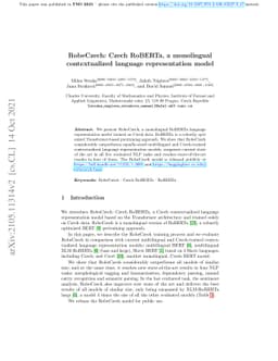 RobeCzech: Czech RoBERTa, a monolingual contextualized language
  representation model