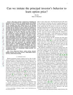 Can we imitate the principal investor's behavior to learn option price?