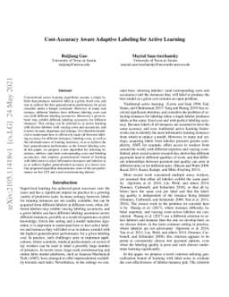 Cost-Accuracy Aware Adaptive Labeling for Active Learning