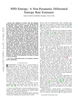 NPD Entropy: A Non-Parametric Differential Entropy Rate Estimator