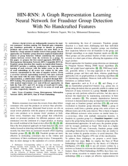 HIN-RNN: A Graph Representation Learning Neural Network for Fraudster
  Group Detection With No Handcrafted Features