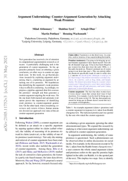 Argument Undermining: Counter-Argument Generation by Attacking Weak
  Premises
