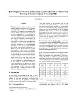 Extending the Abstraction of Personality Types based on MBTI with
  Machine Learning and Natural Language Processing