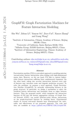 GraphFM: Graph Factorization Machines for Feature Interaction Modeling