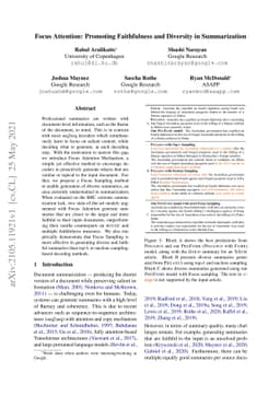 Focus Attention: Promoting Faithfulness and Diversity in Summarization