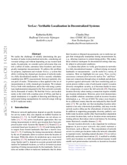 VerLoc: Verifiable Localization in Decentralized Systems