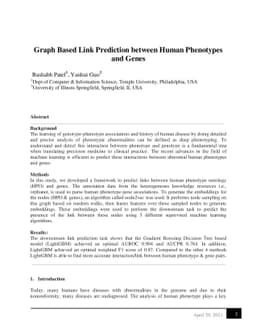 Graph Based Link Prediction between Human Phenotypes and Genes
