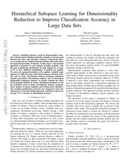 Hierarchical Subspace Learning for Dimensionality Reduction to Improve
  Classification Accuracy in Large Data Sets