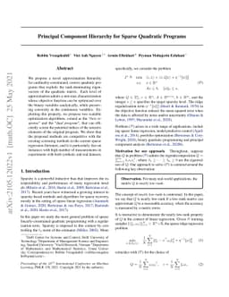 Principal Component Hierarchy for Sparse Quadratic Programs