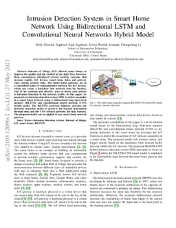 Intrusion Detection System in Smart Home Network Using Bidirectional
  LSTM and Convolutional Neural Networks Hybrid Model