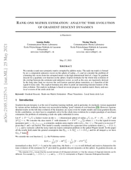 Rank-one matrix estimation: analytic time evolution of gradient descent
  dynamics