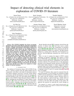 Impact of detecting clinical trial elements in exploration of COVID-19
  literature