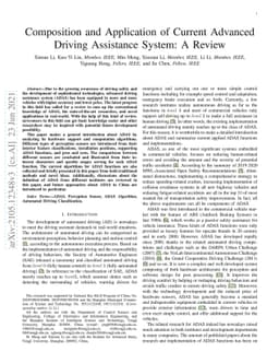 Composition and Application of Current Advanced Driving Assistance
  System: A Review