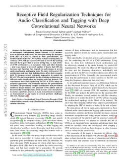 Receptive Field Regularization Techniques for Audio Classification and
  Tagging with Deep Convolutional Neural Networks