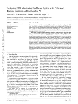 Designing ECG Monitoring Healthcare System with Federated Transfer
  Learning and Explainable AI