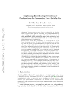 Explaining Ridesharing: Selection of Explanations for Increasing User
  Satisfaction