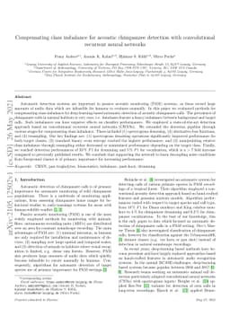 Compensating class imbalance for acoustic chimpanzee detection with
  convolutional recurrent neural networks