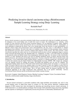 Predicting invasive ductal carcinoma using a Reinforcement Sample
  Learning Strategy using Deep Learning