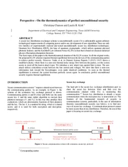 Perspective -- On the thermodynamics of perfect unconditional security