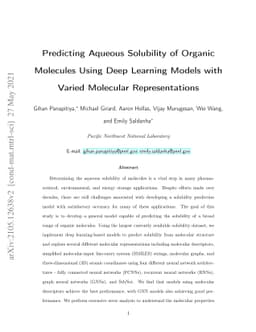 Predicting Aqueous Solubility of Organic Molecules Using Deep Learning
  Models with Varied Molecular Representations