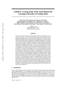 CodeNet: A Large-Scale AI for Code Dataset for Learning a Diversity of
  Coding Tasks