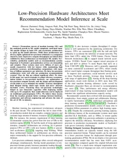 Low-Precision Hardware Architectures Meet Recommendation Model Inference
  at Scale