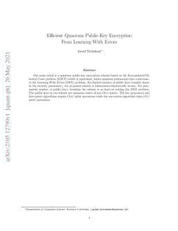 Efficient Quantum Public-Key Encryption From Learning With Errors