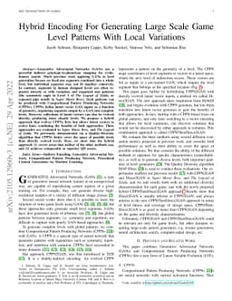 Hybrid Encoding For Generating Large Scale Game Level Patterns With
  Local Variations