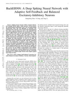 BackEISNN: A Deep Spiking Neural Network with Adaptive Self-Feedback and
  Balanced Excitatory-Inhibitory Neurons