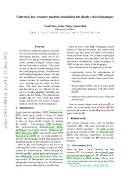 Extremely low-resource machine translation for closely related languages