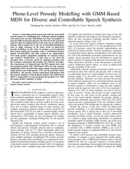 Phone-Level Prosody Modelling with GMM-Based MDN for Diverse and
  Controllable Speech Synthesis