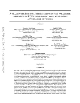 A framework for data-driven solution and parameter estimation of PDEs
  using conditional generative adversarial networks