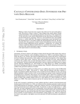 Causally Constrained Data Synthesis for Private Data Release