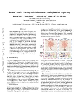 Pattern Transfer Learning for Reinforcement Learning in Order
  Dispatching