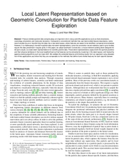 Local Latent Representation based on Geometric Convolution for Particle
  Data Feature Exploration
