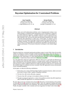 Bayesian Optimisation for Constrained Problems