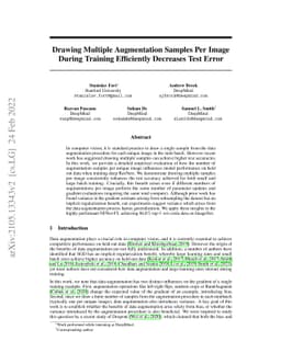 Drawing Multiple Augmentation Samples Per Image During Training
  Efficiently Decreases Test Error