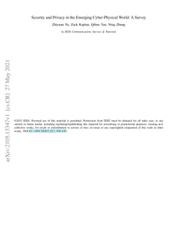 Security and Privacy in the Emerging Cyber-Physical World: A Survey