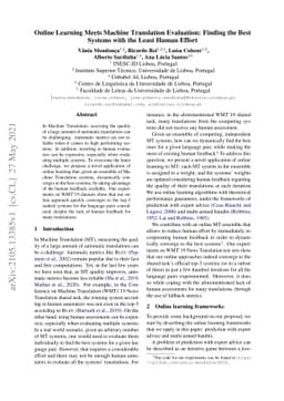 Online Learning Meets Machine Translation Evaluation: Finding the Best
  Systems with the Least Human Effort