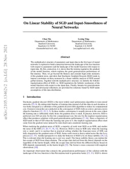 On Linear Stability of SGD and Input-Smoothness of Neural Networks