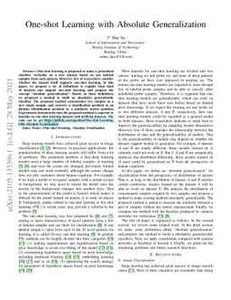 One-shot Learning with Absolute Generalization