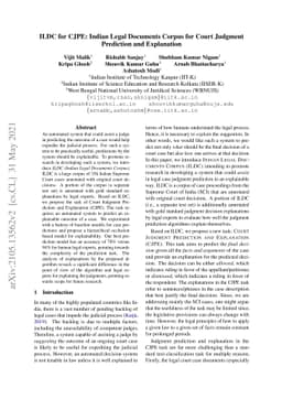 ILDC for CJPE: Indian Legal Documents Corpus for Court Judgment
  Prediction and Explanation