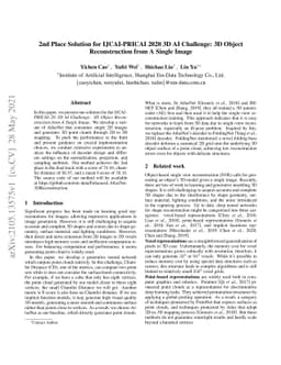 2nd Place Solution for IJCAI-PRICAI 2020 3D AI Challenge: 3D Object
  Reconstruction from A Single Image