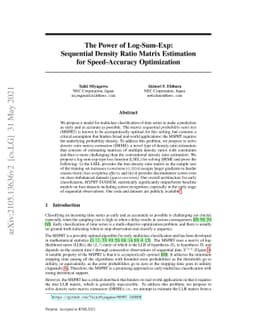 The Power of Log-Sum-Exp: Sequential Density Ratio Matrix Estimation for
  Speed-Accuracy Optimization