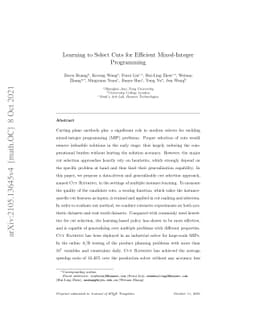 Learning to Select Cuts for Efficient Mixed-Integer Programming