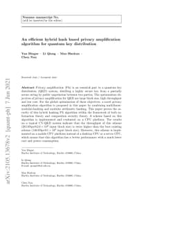 An efficient hybrid hash based privacy amplification algorithm for
  quantum key distribution