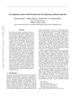 An Explanatory Query-Based Framework for Exploring Academic Expertise