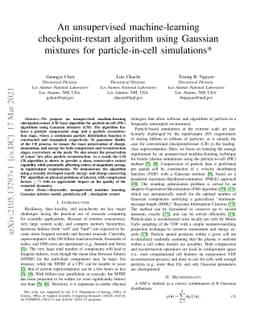 An unsupervised machine-learning checkpoint-restart algorithm using
  Gaussian mixtures for particle-in-cell simulations
