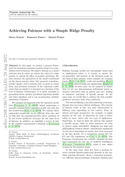Achieving Fairness with a Simple Ridge Penalty